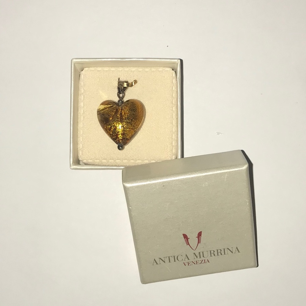 Antica Murrina Gold Glass Heart Charm
